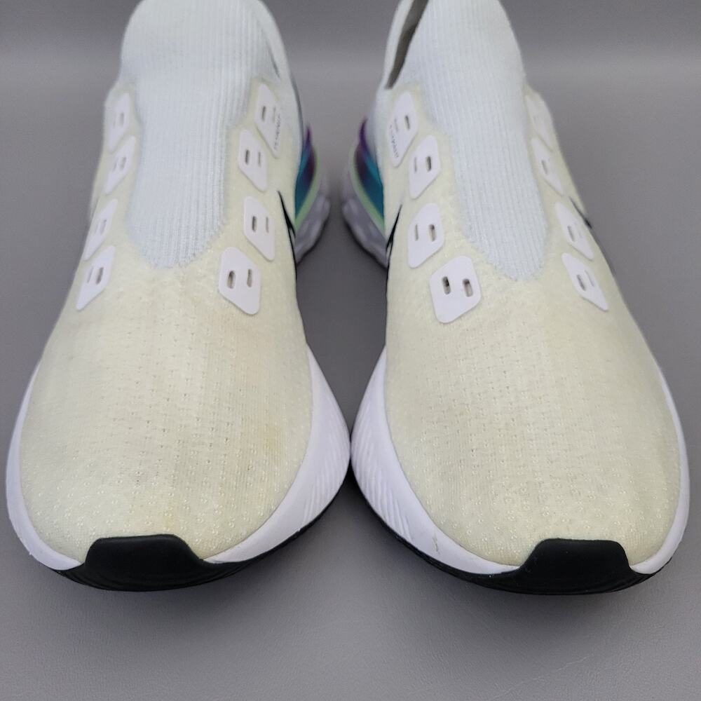 Nike React Infinity Run Flyknit Mens Shoes 11.5 White Black Green Knit Sneakers - Picture 7 of 11